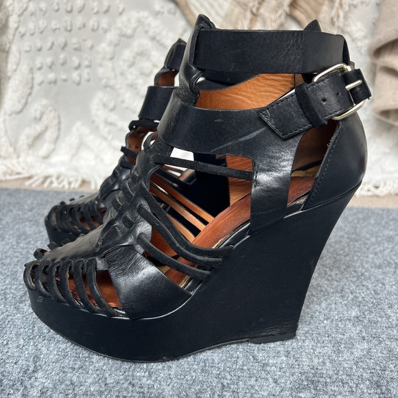 Givenchy Corinne Women's Leather Suede‎ Gladiator Platform Wedge Heels Size 37 - Picture 1 of 8